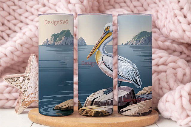 Coastal Pelican 20oz Tumbler Wrap Sublimation DesignSVG 