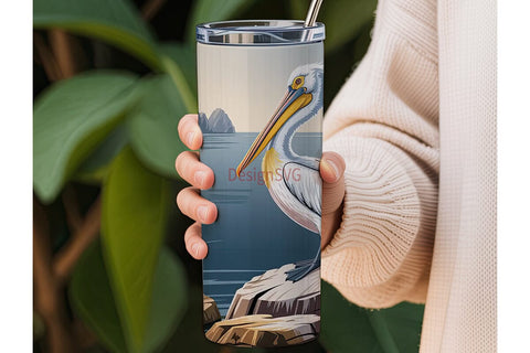 Coastal Pelican 20oz Tumbler Wrap Sublimation DesignSVG 