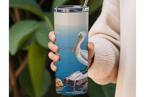 Coastal Pelican 20oz Tumbler Wrap Sublimation DesignSVG 
