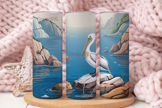 Coastal Pelican 20oz Tumbler Wrap Sublimation DesignSVG 