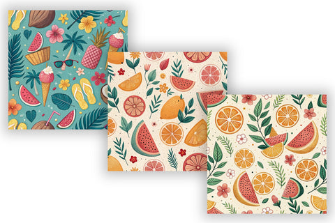 Coastal Pop Digital Paper Pack, Seamless Retro Beach Pattern Bundle, Printable Scrapbook Paper, Tropical Summer Design Collection Digital Pattern FloridPrintables 
