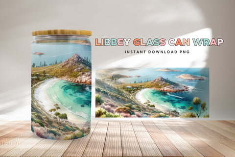 Coastal Scenery Libbey Glass Can Wrap, Instant Download, PNG Sublimation BijouBay 