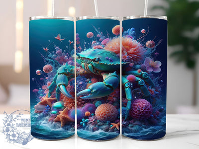 Coastal Sea Crab Tumbler, Ocean Tumbler Design, Underwater 20oz Wrap, Sublimation Design, Marine Lover Gift, Coastal Crab Wrap, Nautical Ocean Tumbler Sublimation ToriDesigns 