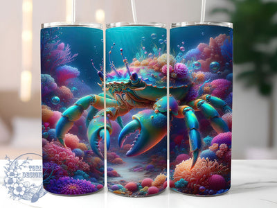 Coastal Sea Crab Tumbler, Ocean Tumbler Design, Underwater 20oz Wrap, Sublimation Design, Marine Lover Gift, Coastal Crab Wrap, Nautical Ocean Tumbler Sublimation ToriDesigns 