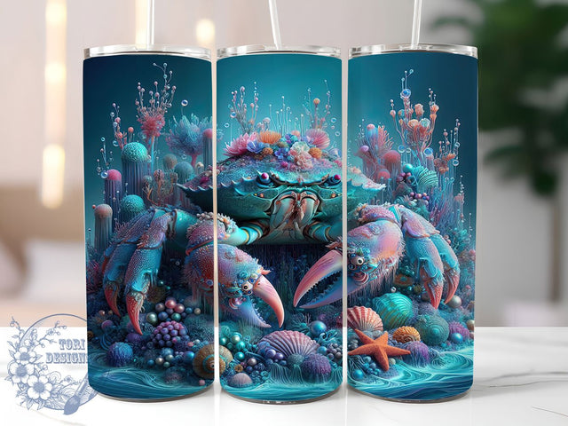Coastal Sea Crab Tumbler, Ocean Tumbler Design, Underwater 20oz Wrap, Sublimation Design, Marine Lover Gift, Coastal Crab Wrap, Nautical Ocean Tumbler Sublimation ToriDesigns 
