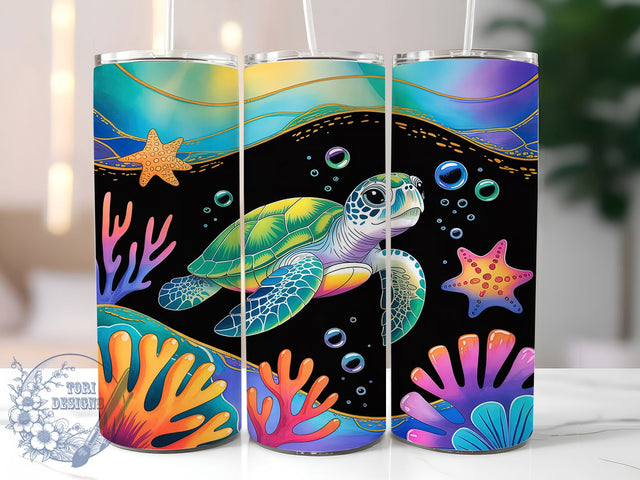 Coastal Sea Turtle Ocean Tumbler, Ocean Turtle Design, 20Oz Sublimation, Turtle Lid and Straw Theme, Beach Sea Life Printable, Marine Turtle Wrap, Coastal Ocean Design Sublimation ToriDesigns 
