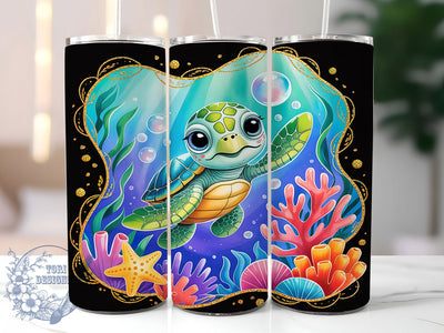 Coastal Sea Turtle Ocean Tumbler, Ocean Turtle Design, 20Oz Sublimation, Turtle Lid and Straw Theme, Beach Sea Life Printable, Marine Turtle Wrap, Coastal Ocean Design Sublimation ToriDesigns 