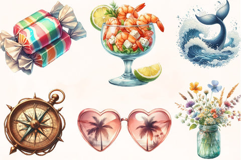 Coastal Summer Clipart PNG Sublimation SVGista 