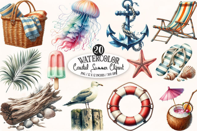 Coastal Summer Clipart PNG Sublimation SVGista 