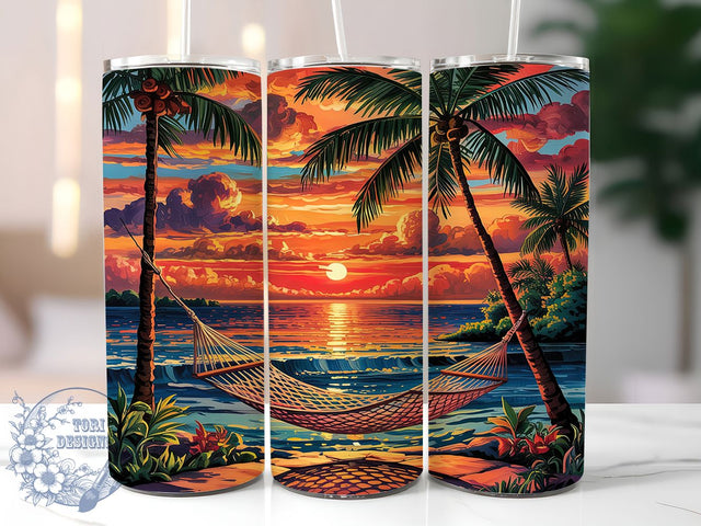 Coastal Sunset Beach Tumbler, Ocean Sunset Wrap, 20oz Beach Tumbler, Coastal Sunset Sublimation, Tropical Beach Design, Seaside Vibes Wrap, Summer Sunset Cup Sublimation ToriDesigns 