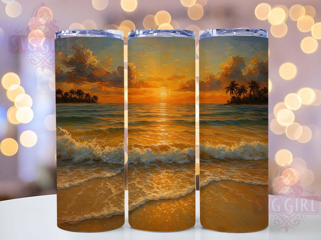 Coastal Sunset Ocean Tumbler, Ocean Waves Tumbler, 20oz Beach Wrap, Coastal Sunset Sublimation, Seaside Tumbler Design, Tropical Ocean Wrap, Beach Vibes Cup Sublimation SvggirlplusArt 