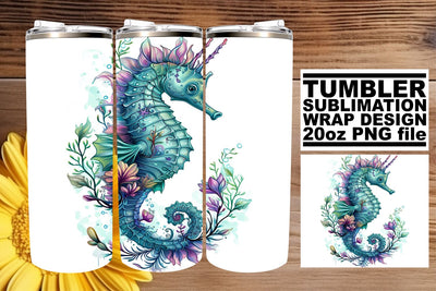 Coastal Sunset Tumbler Design, Summer Sublimation Wrap, 20oz, Coastal Fish Art, Watercolor Sea Creatures Sublimation afrosvg 
