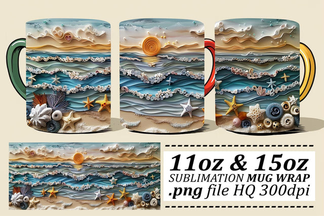 Coastal Twilight Mug Wrap Sublimation 11oz 15oz Sublimation afrosvg 