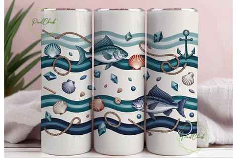 Coastal Vibes 20oz Tumbler Wrap Sublimation PixelChick 