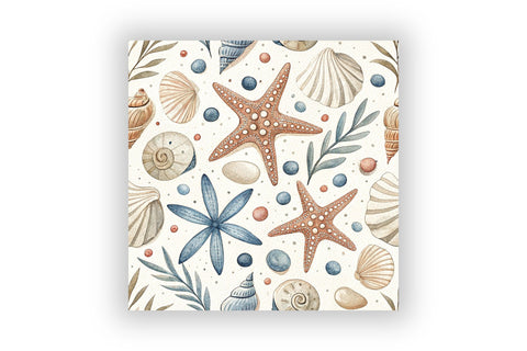 Coastal Watercolor Digital Paper Bundle, Seamless Beach Pattern Pack, Printable Scrapbook Paper, Seashell Starfish Ocean Design Collection Digital Pattern FloridPrintables 