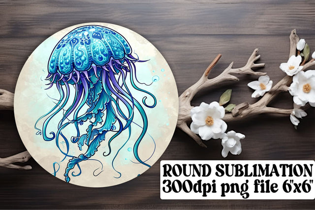 Coastal Watercolor Fish Round Sublimation - Keychain Coaster Set Sublimation afrosvg 