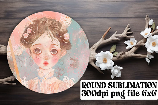 Coastal Watercolor Lady Ornament - Sublimation Keychain Sublimation afrosvg 