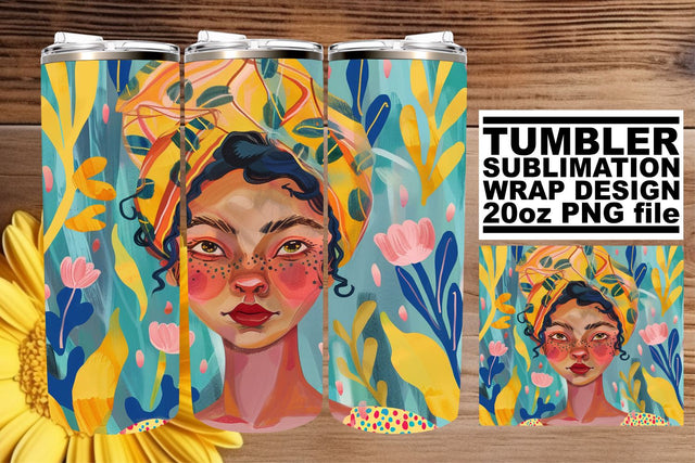 Coastal Watercolor Lady Tumbler Wrap - Sublimation 20oz Sublimation afrosvg 