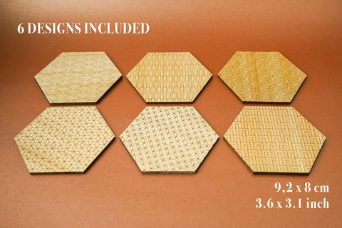 Coaster Deco Hexagon Vector File for Laser Cutter. SVG MaramadeLaser 