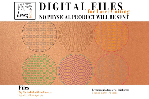 Coaster Geometric Vector File for Laser Cut - 6 Variations SVG MaramadeLaser 