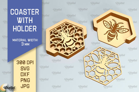 Coaster With Holder SVG Bundle. Coaster Laser Cut SVG Evgenyia Guschina 