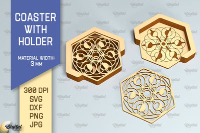 Coaster With Holder SVG. Coaster Laser Cut SVG Evgenyia Guschina 