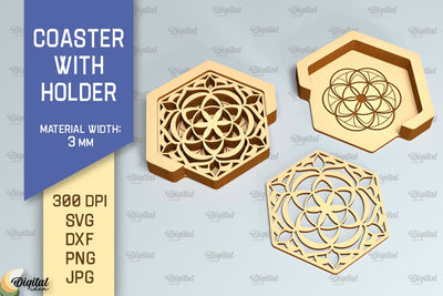Coaster With Holder SVG. Coaster Laser Cut SVG Evgenyia Guschina 