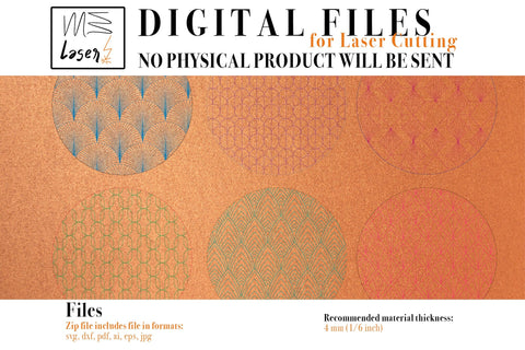 Coasters Deco Circles Digital Vector Files for Laser Cutter - 6 Variations SVG MaramadeLaser 
