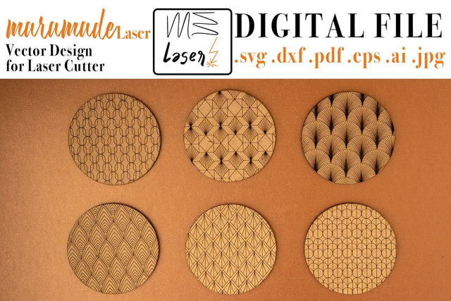 Coasters Deco Circles Digital Vector Files for Laser Cutter - 6 Variations SVG MaramadeLaser 