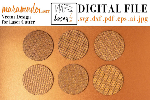 Coasters Deco Circles Digital Vector Files for Laser Cutter. SVG MaramadeLaser 