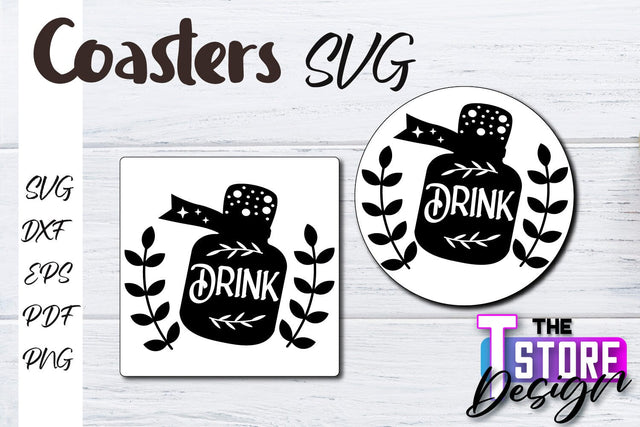 Coasters SVG Design | Kitchen Coasters Design | Coffee Quotes SVG The T Store Design 