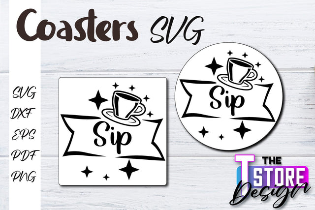 Coasters SVG Design | Kitchen Coasters Design | Coffee Quotes SVG The T Store Design 