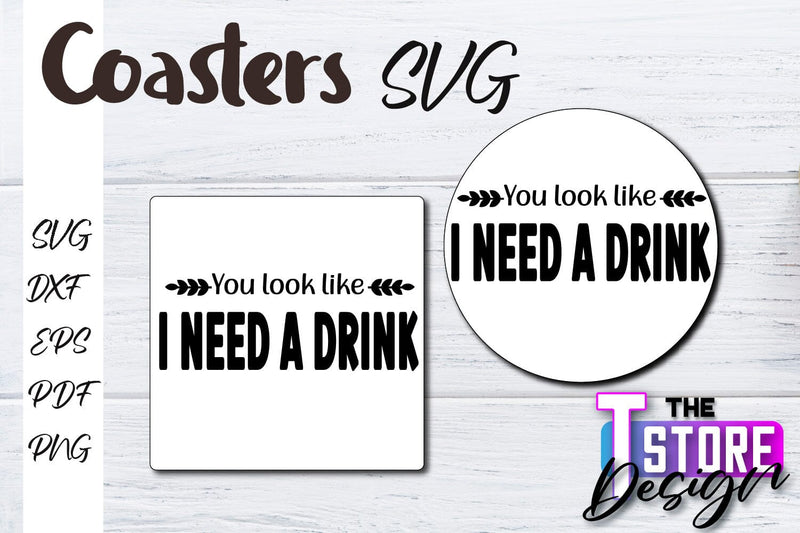 Coasters SVG Design | Kitchen Coasters Design | Coffee Quotes SVG The T Store Design 