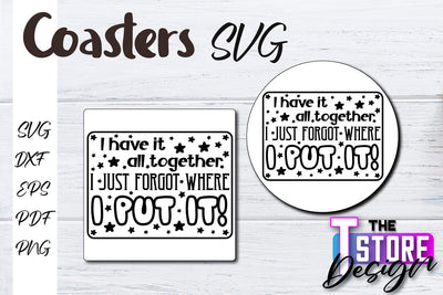Coasters SVG Design | Kitchen Coasters Design | Coffee Quotes SVG The T Store Design 