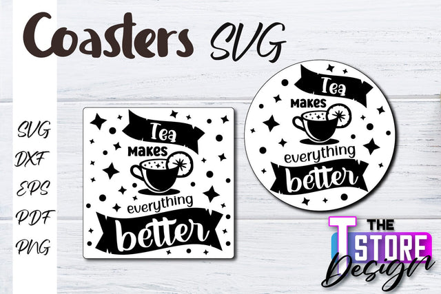 Coasters SVG Design | Kitchen Coasters Design | Coffee Quotes SVG The T Store Design 