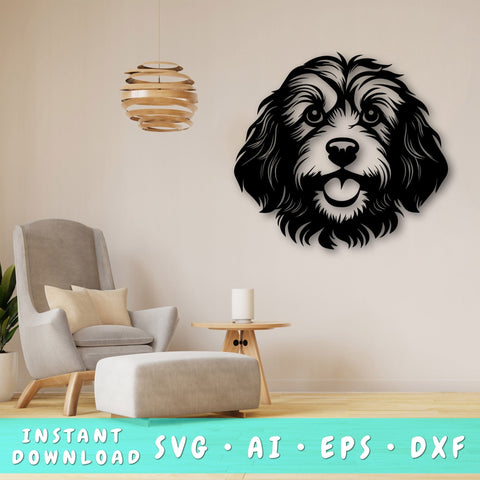 Cockapoo Laser SVG Cut File, Cockapoo Glowforge File, Cockapoo DXF, Cockapoo Wall Art SVG SVG HappyDesignStudio 