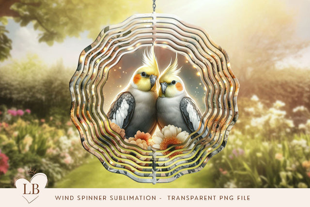 Cockatiel 10 Inch Wind Spinner Sublimation PNG Sublimation BijouBay 