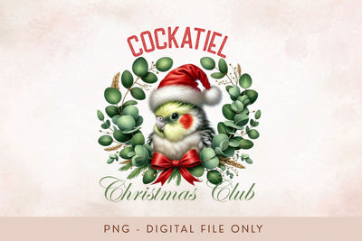 Cockatiel Christmas Club PNG - Cute Pet Holiday Design Sublimation BijouBay 