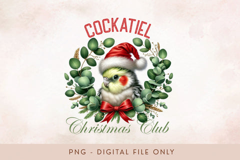 Cockatiel Christmas Club PNG - Cute Pet Holiday Design Sublimation BijouBay 
