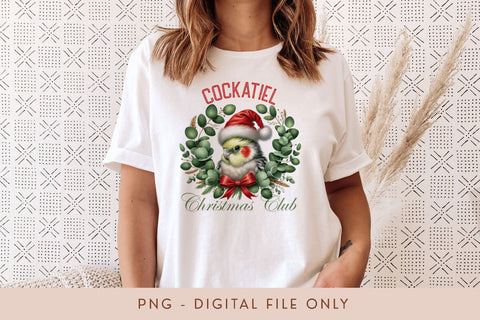 Cockatiel Christmas Club PNG - Cute Pet Holiday Design Sublimation BijouBay 