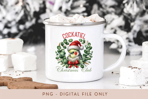 Cockatiel Christmas Club PNG - Cute Pet Holiday Design Sublimation BijouBay 