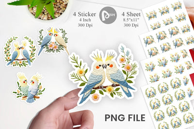 Cockatiel Embroidery Sticker Sublimation artnoy 