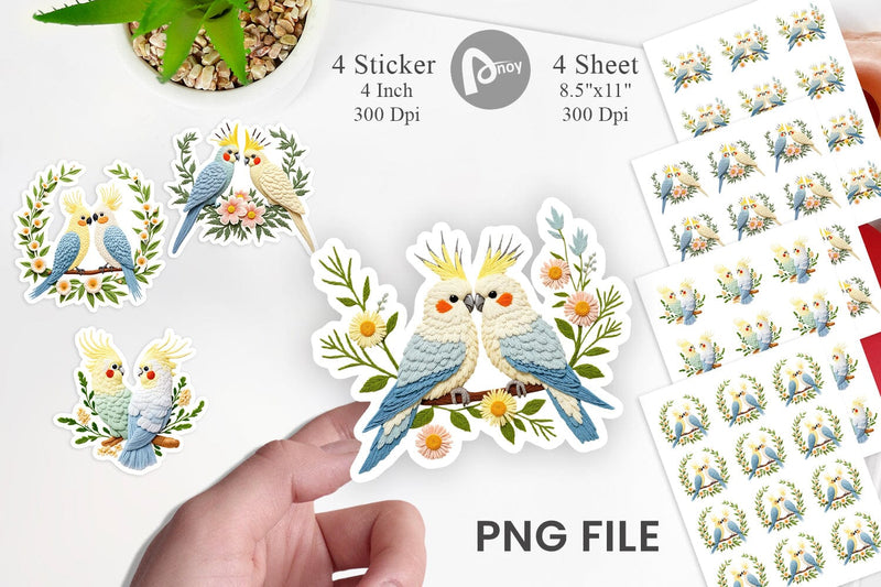 Cockatiel Embroidery Sticker Sublimation artnoy 