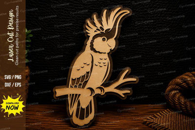 Cockatoo on Branch Laser Cut SVG Design SVG Regulrcrative 