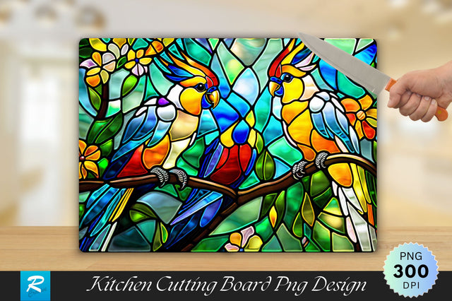 Cockatoo Stained Glass Cutting Board Sublimation Regulrcrative 