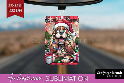Cocker Spaniel Funny Christmas Dog Air Freshener Sublimation OrangeBrushStudio 