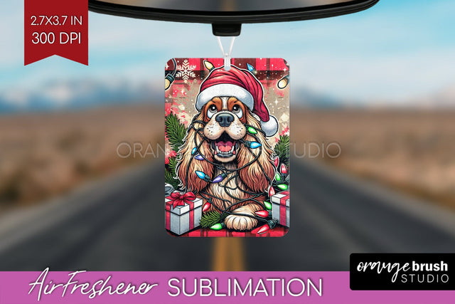 Cocker Spaniel Funny Christmas Dog Air Freshener Sublimation OrangeBrushStudio 