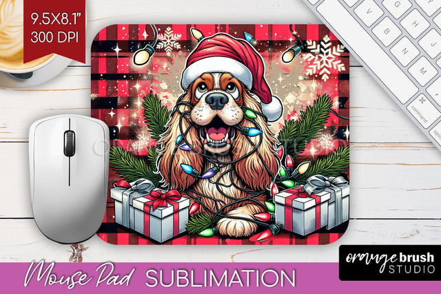 Cocker Spaniel Funny Christmas Dog Mouse Pad PNG Sublimation OrangeBrushStudio 