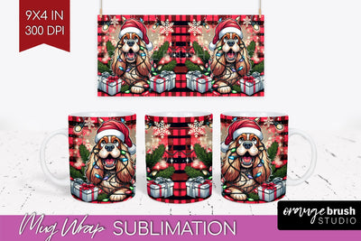 Cocker Spaniel Funny Christmas Dog Mug Wrap PNG Sublimation OrangeBrushStudio 