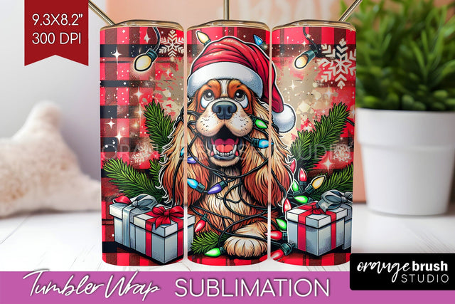 Cocker Spaniel Funny Christmas Dog Tumbler Wrap Sublimation OrangeBrushStudio 